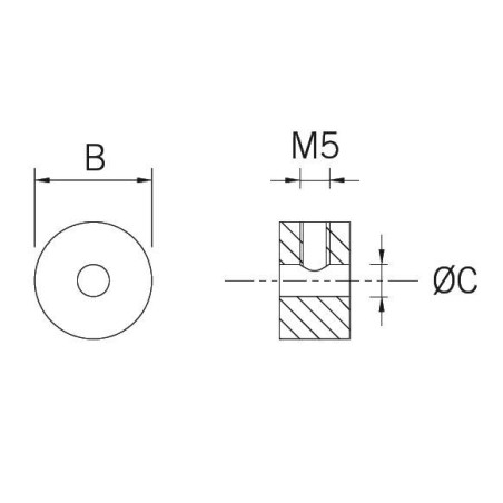 Medidas Adaptador para barandilla modelo SC-850 en acero inoxidable 4-5mm