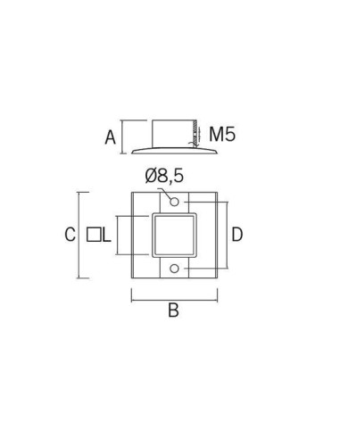 Base de acero inoxidable AV-610 40x40 AISI316 planos