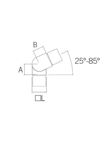 Medidas Conector regulable para pasamanos de acero inoxidable cuadrado