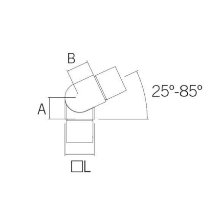 Medidas Conector regulable para pasamanos de acero inoxidable cuadrado