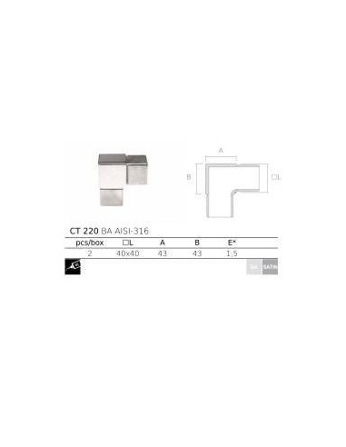 Codo cuadrado CT220 AISI316 - Barmet