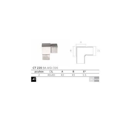 Codo cuadrado CT220 AISI316 - Barmet