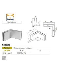 Perfil esquina interior para barandilla Easy Glass Slim superior - Barmet 2