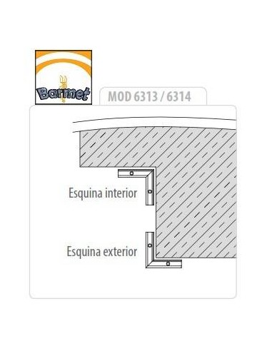 Perfil esquina interior para barandilla Easy Glass Slim superior