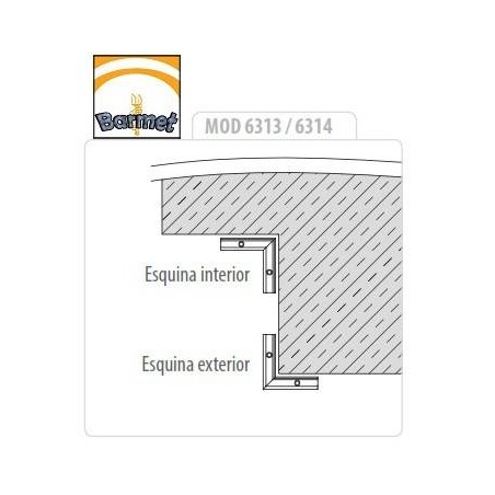 Perfil esquina interior para barandilla Easy Glass Slim superior