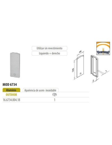 Tapa perfil Easy Glass Slim 6734 Aluminio