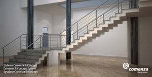 Barandillas de acero inoxidable para escaleras de tramos de la Serie Comenza