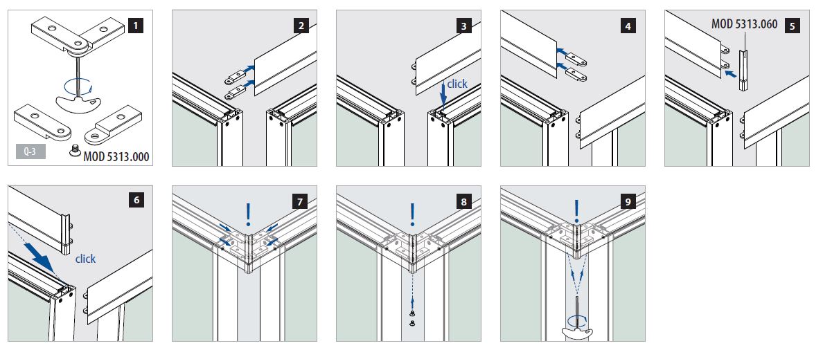 unión de pasamanos de aluminio